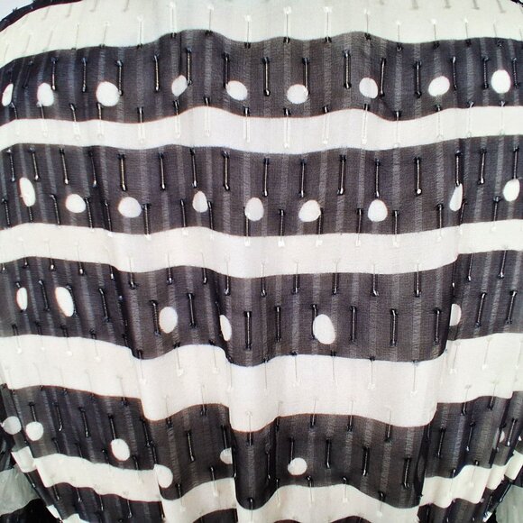 Cynthia Rowley Sicily Silk Wrap Dress Black White Smocked Waist Cap Sleeve Size - Picture 7 of 13